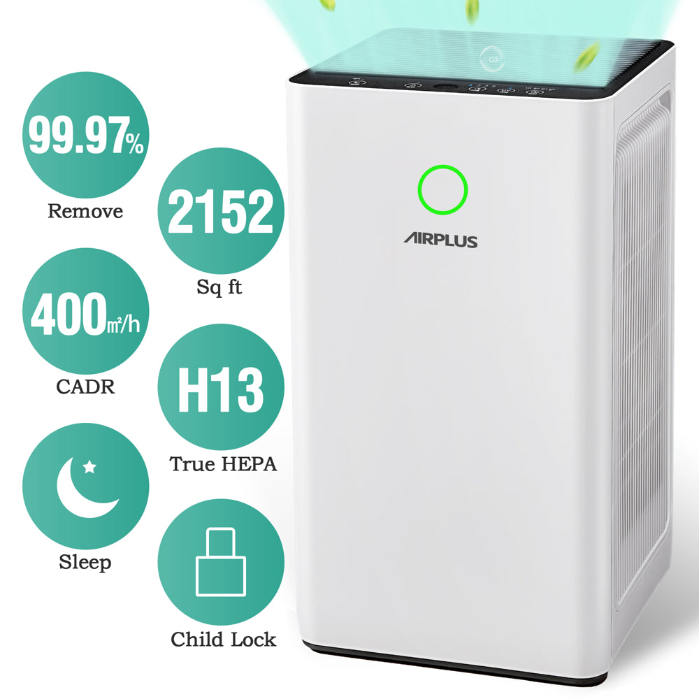 AIRPLUS Air Purifier, Air Purifiers for Home Large Room 2152 Sq Ft, H13 True HEPA Filter Cleaner 99.9%, KXY550, White