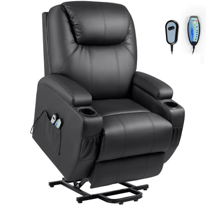 Lacoo Power Lift Recliner with Massage and Heat, Black Faux Leather