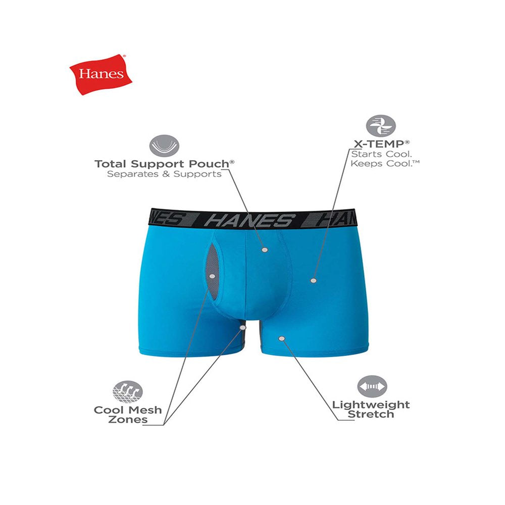 Hanes X-Temp Total Support Pouch Men's Trunks, Anti-Chafing Underwear, 3-Pack