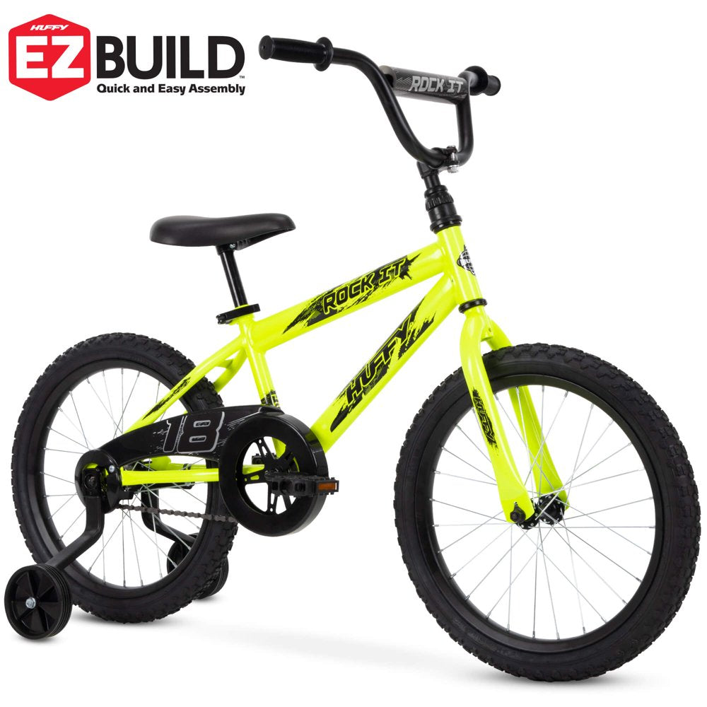 Huffy 18 in. Rock It Kids Bike for Boys Ages 4 and up, Child, Neon Powder Yellow