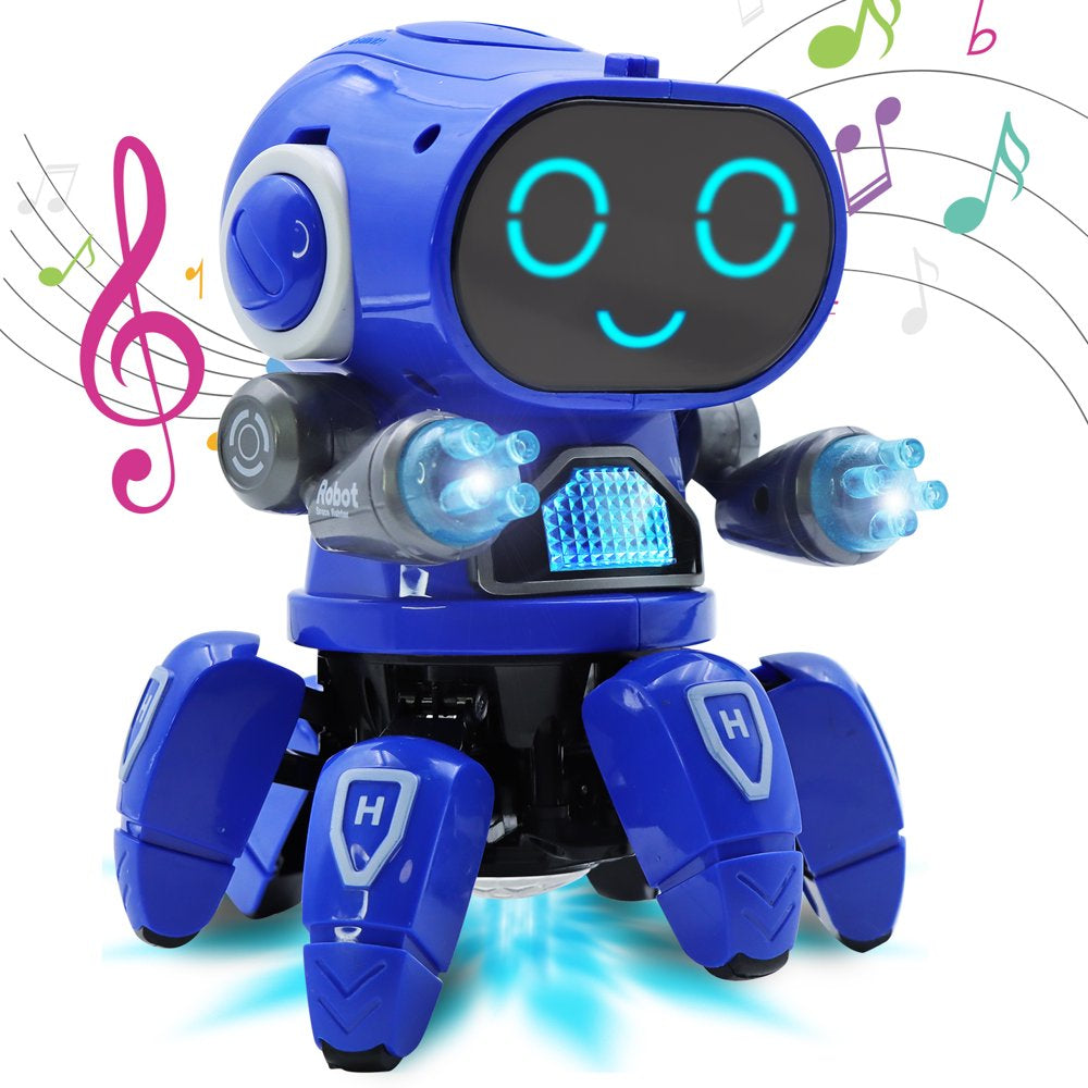 Robot Toy for Kids, Intelligent Electronic Walking Dancing RC Robot Toys with Flashing Lights and Music, Orange