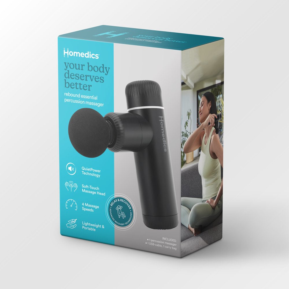 Homedics Rebound Essential Percussion Massager, Cordless, Rechargeable