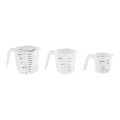 3-Piece Plastic Measuring Cups Set with Spouts, Clear