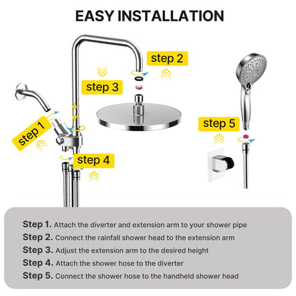 Ambicasa Luxury Dual Showerhead Combo, 10" Rainfall Shower Head & 5" Handheld High Pressure Shower Head