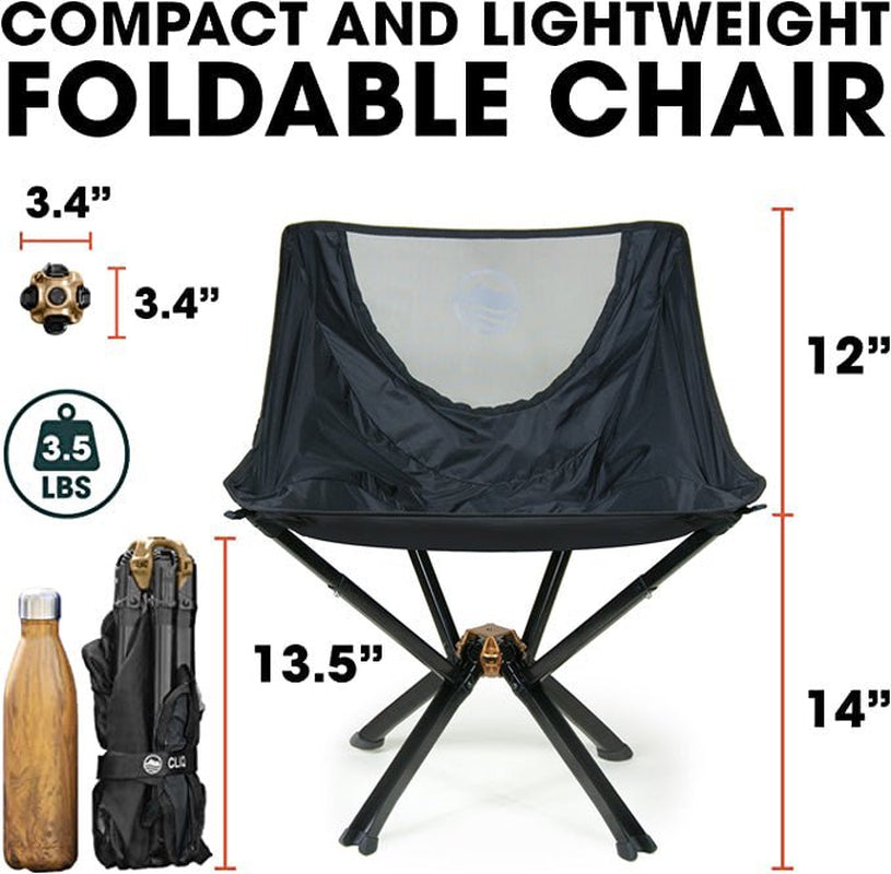 CLIQ Portable Chair Camping Chairs - A Small Collapsible Portable Chair That Goes Every Where Outdoors. Compact Folding Chair For Adults That Sets Up in 5 seconds | Camping Chair Supports 300 Lbs