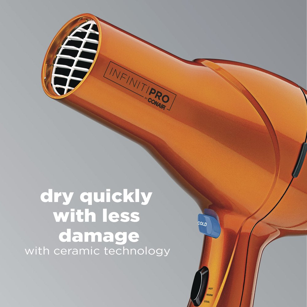 InfinitiPRO by Conair Ionic Ceramic Hair Dryers, Orange with Concentrator and Diffuser