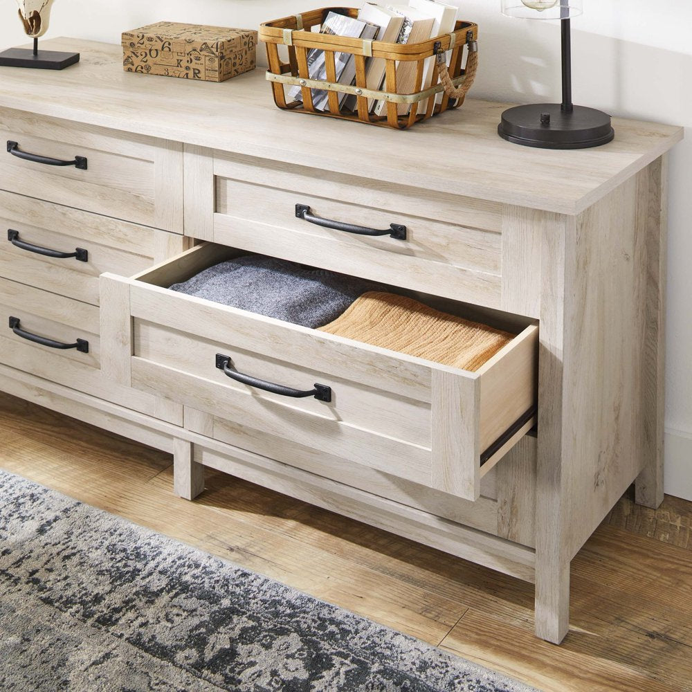 Better Homes & Gardens Modern Farmhouse 6 - Drawer Dresser, Rustic Whi