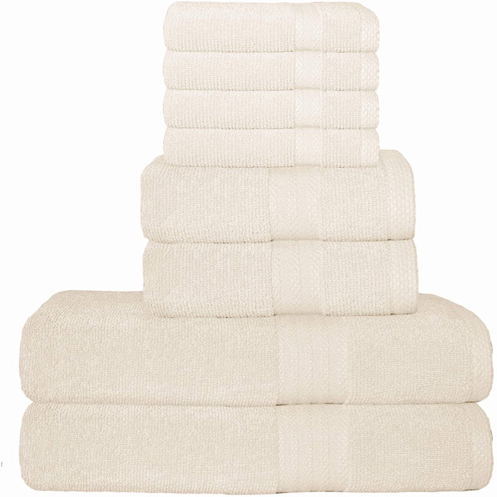 GLAMBURG Ultra Soft 8-Piece Towel Set - 100% Pure Ringspun Cotton, Contains 2 Oversized Bath Towels 27x54, 2 Hand Towels 16x28, 4 Wash Cloths 13x13 - Ideal for Everyday use, Hotel & Spa - Black