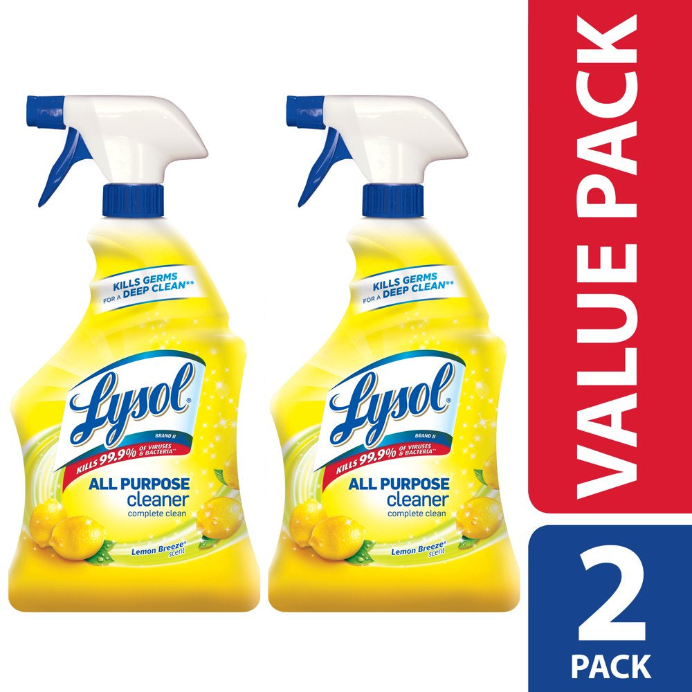 Lysol All Purpose Cleaner Spray, Lemon Breeze, 64oz(2X32oz), Tested & Proven to Kill COVID-19 Virus, Packaging May Vary