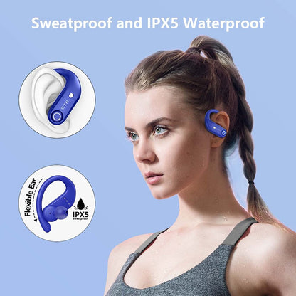 Bluetooth Headphones 4-Mics Call Noise Reduction 64Hrs IPX7 Waterproof Power Bank over ear wireless earbuds with 2200mAh Charging Case for Sports Running Workout Gaming Suitable for ios and samsung