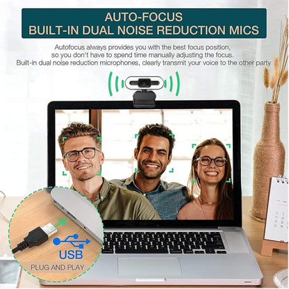 1080P HD USB Webcam, Web Camera with Tripod, Built-in Microphone, Adjustable Light, Laptop Desktop PC Computer Web Camera for Live Streaming Video Calling Conferencing Recording Gaming