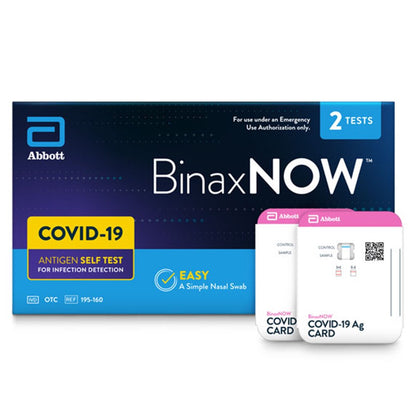 BinaxNOW COVID‐19 Antigen Self Test, 1 Pack, Double, 2-count, At Home COVID-19 Test, 2 Tests