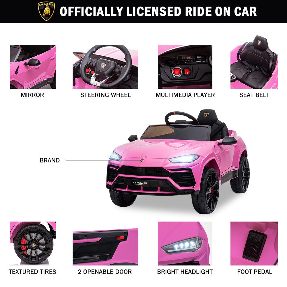 Lamborghini 12 V Powered Ride on Cars, Remote Control, Battery Powered, Pink