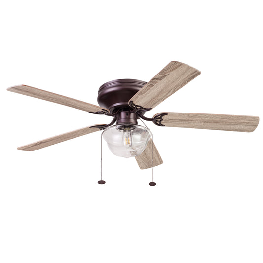 Better Homes & Gardens Wyndham 52" Bronze Ceiling Fan with Light, 5 Blades, Pull Chains & Reverse Airflow