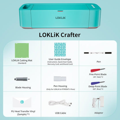 HTVRONT by LOKLiK DIY Cutting Machine for All Vinyl Crafts w/ Bluetooth & USB for Windows & Mac Vinyl Cutter Machine for Cricut Vinyl