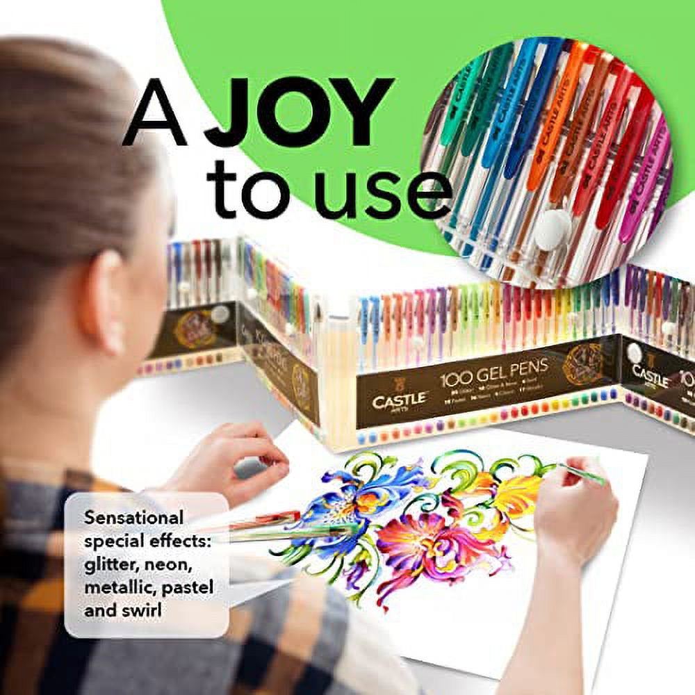  100 Gel Pens Set with Case for Adults Artists and Kids