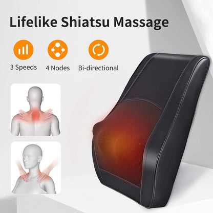 Boriwat Back Massager with Heat Shiatsu Back and Neck Massager for Muscle Pain Relief and Relaxation 3D Kneading Massage Pillow for Neck and Back, Shoulder, Leg, Ideal Gift for Stress Relief