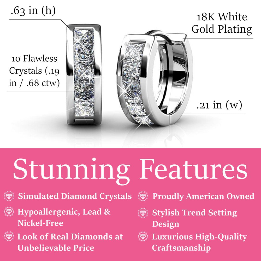 18k White Gold Hoop Earrings | Jewelry for Women, Silver Earrings with Crystals