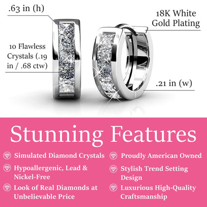 18k White Gold Hoop Earrings | Jewelry for Women, Silver Earrings with Crystals