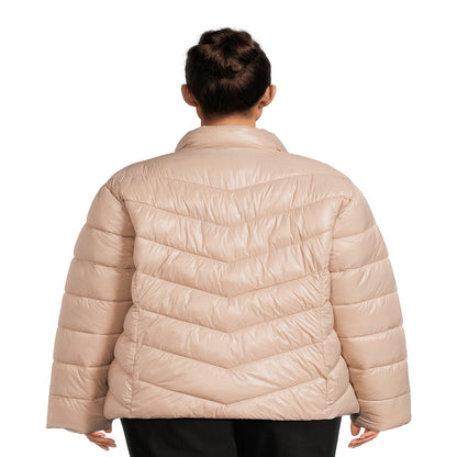 Time and Tru Women's Plus Chevron Midweight Puffer Jacket, Sizes XS-3X