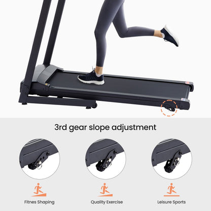 Electric Folding Treadmill for Home, 12 Preset Programs & 3 Modes, Heart Pulse System, Built-in MP3 Speaker, LED Display, Black