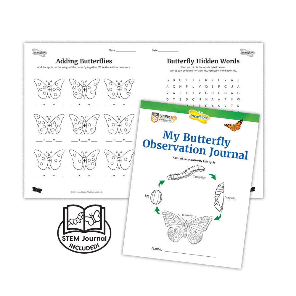 Insect Lore Caterpillars to Butterfly Kit, Deluxe 18 Voucher for 5 Caterpillars, Butterfly Growing Garden