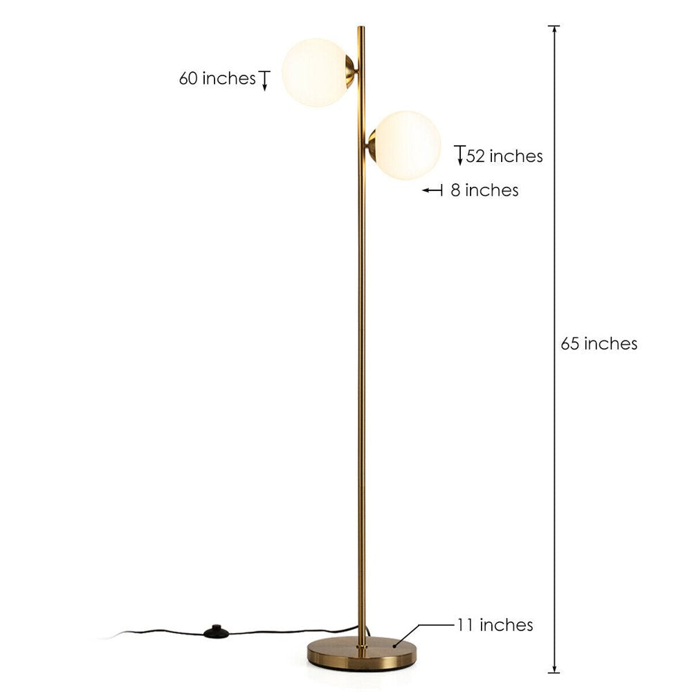 65" Sphere LED Floor Lamp w/ 2 Bulbs & Foot Switch Home Office