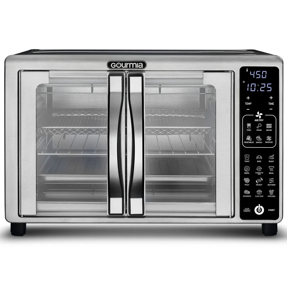 Gourmia Digital Air Fryer Toaster Oven with Single-Pull French Doors, 6 Slice, Stainless Steel