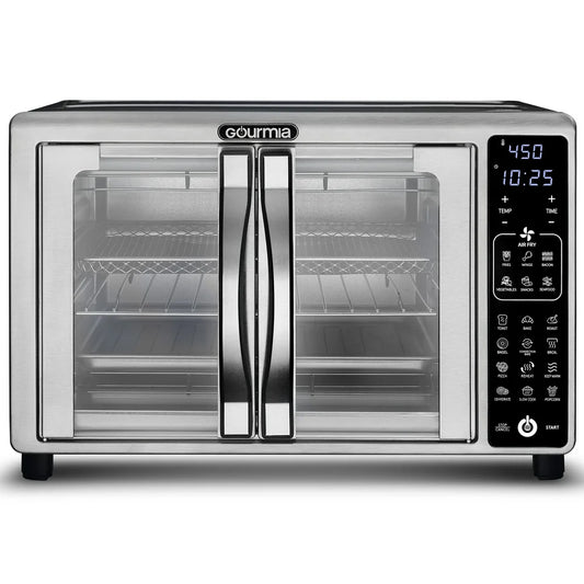 Gourmia Digital Air Fryer Toaster Oven with Single-Pull French Doors, 6 Slice, Stainless Steel