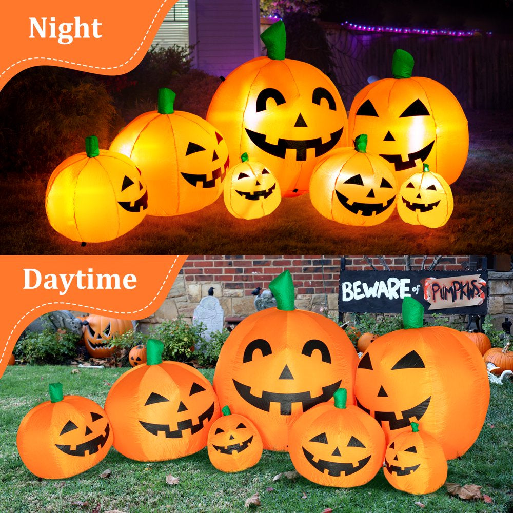 8 FT Long Halloween Inflatables Pumpkin Decorations with Build-in LED Lights, Halloween Pumpkin Stack Blow Up for Indoor Outdoor Lawn Garden Home Yard Party