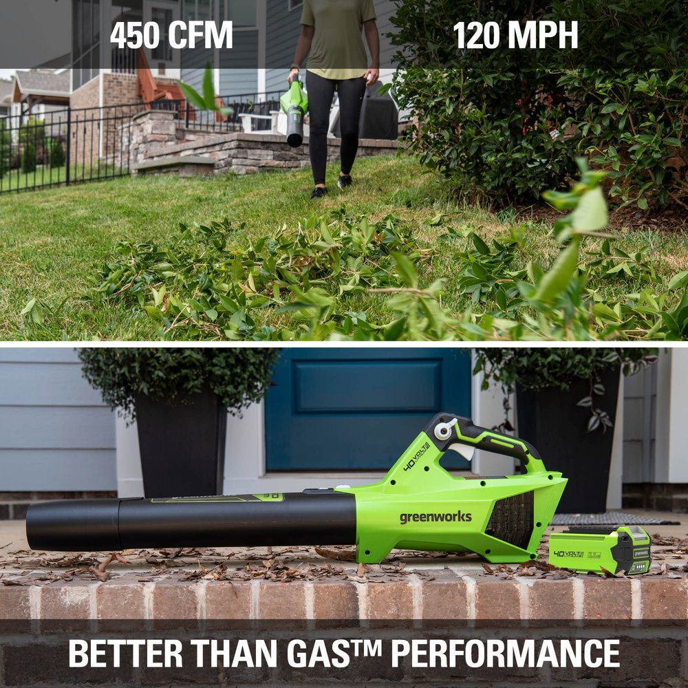 Greenworks 40V (120 MPH / 450 CFM) Axial Blower, 2.5Ah Battery and Charger