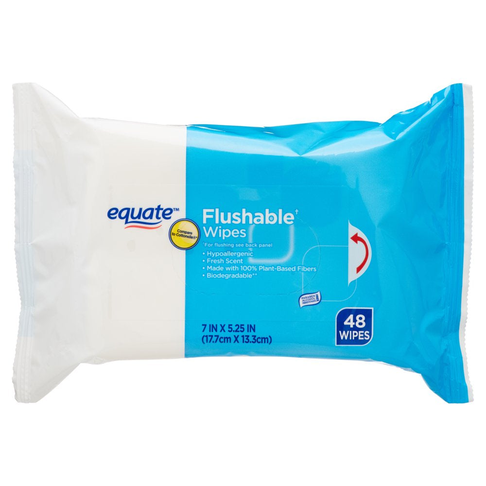  Fresh Scent Flushable Wipes, 5 Resealable Packs (240 Total Wipes)