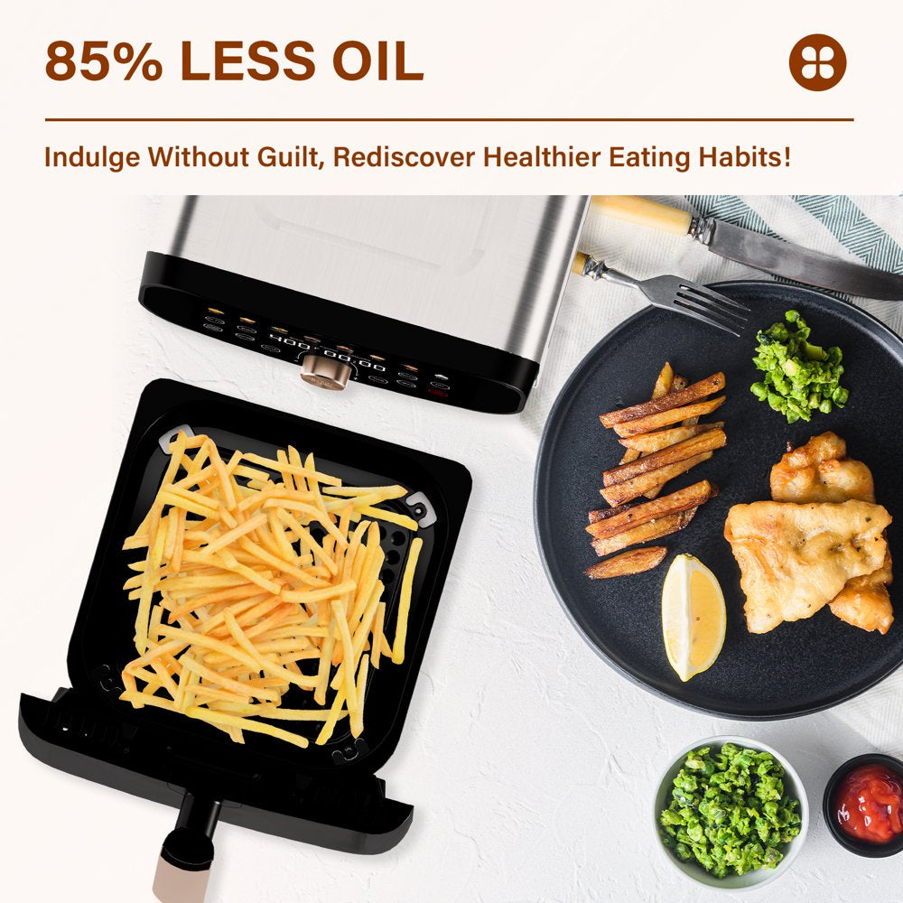 WHALL Air Fryer - 6.2QT Air Fryer Oven, 12-in-1 Stainless Steel Air Fryer with LED Smart Touchscreen, Reduce 85% Fat, 1600W