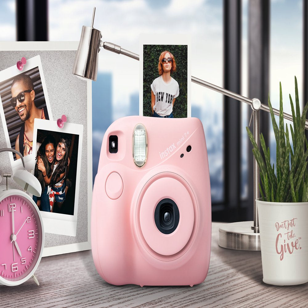 Fujifilm INSTAX Mini 7+ Exclusive Blister Bundle with Bonus Pack of Film (10-pack Mini Film), Light Pink