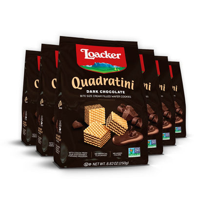 Quadratini Hazelnut, NON-GMO Bite-size Wafer Cookie, 8.82 oz, pack of 6