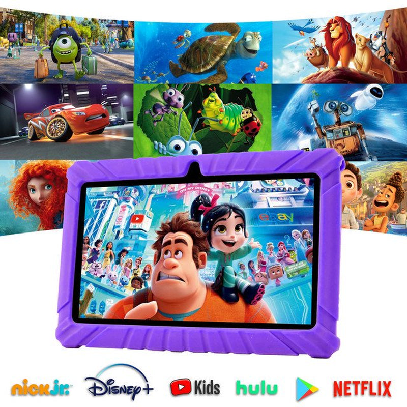 Contixo 7" Android Kids Tablet 32GB, Includes 50+ Disney Storybooks & Stickers, Kid-Proof Case, (2023 Model) - Purple