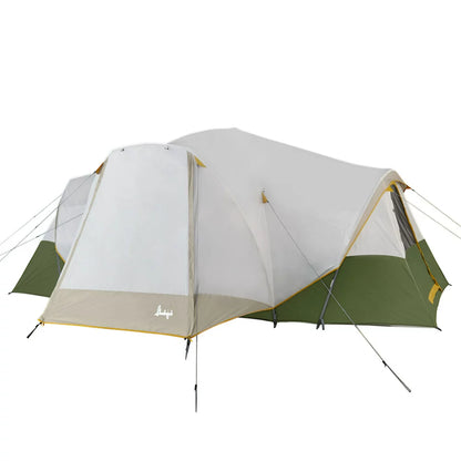  10-Person, 3-Room, Hybrid Dome Tent, Off-White / Green, with Full Fly, Weight 26 Lbs. 6 oz.