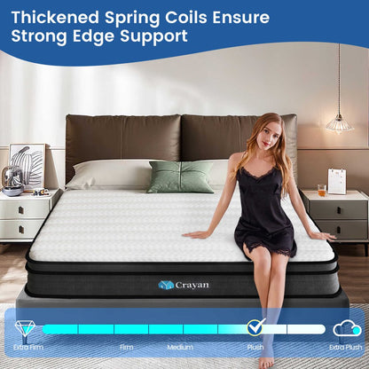 Crayan Queen Mattress, Memory Foam Mattress Queen Size, 10 Inch Hybrid Mattress in a Box with Individual Pocket Spring for Motion Isolation & Silent Sleep, Certipur-Us, 100 Nights Trial