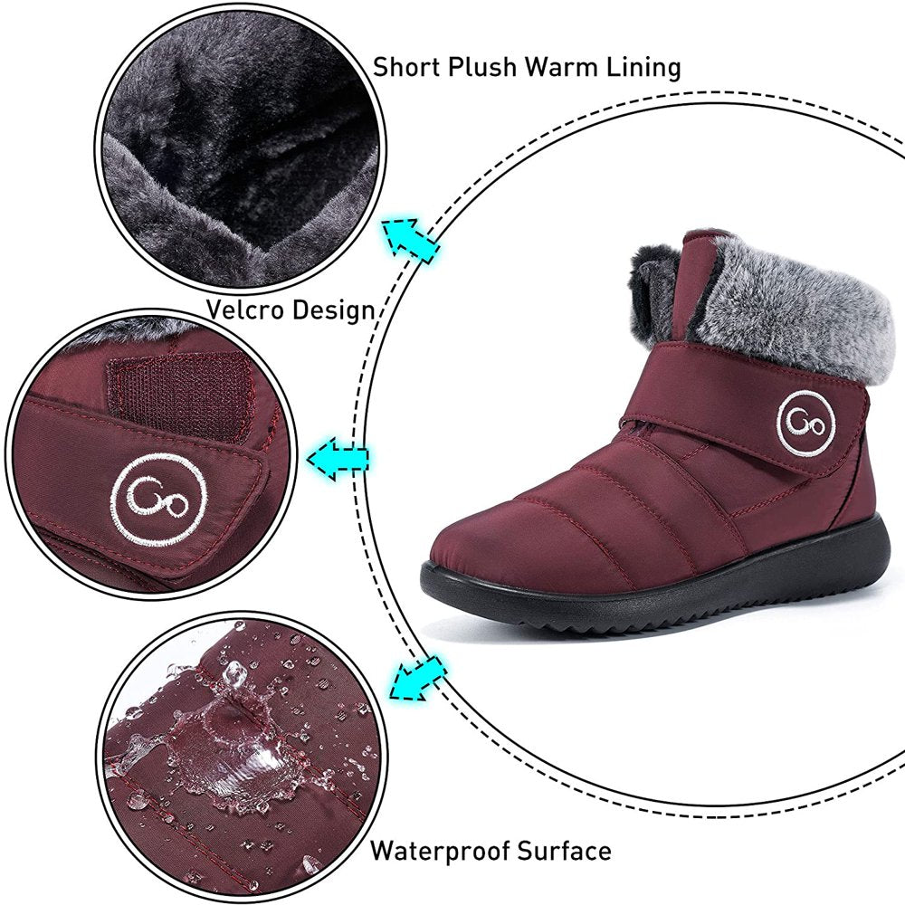 Ecetana Women Snow Boots Winter Shoes Slip On Boots for Women Waterproof Booties Comfortable Outdoor Anti Slip Shoes