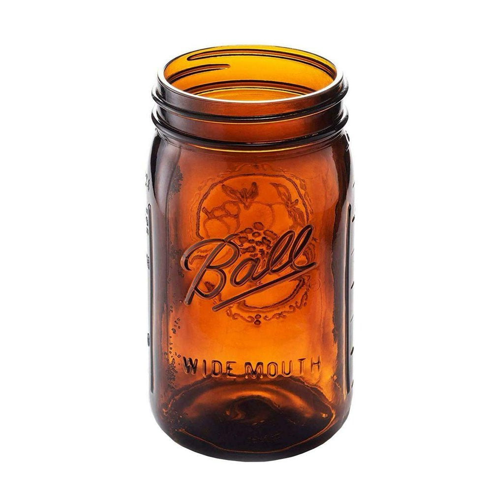 Ball Collection Elite Quart Wide Mouth Amber Canning Jar, Bulk, 4 Jars