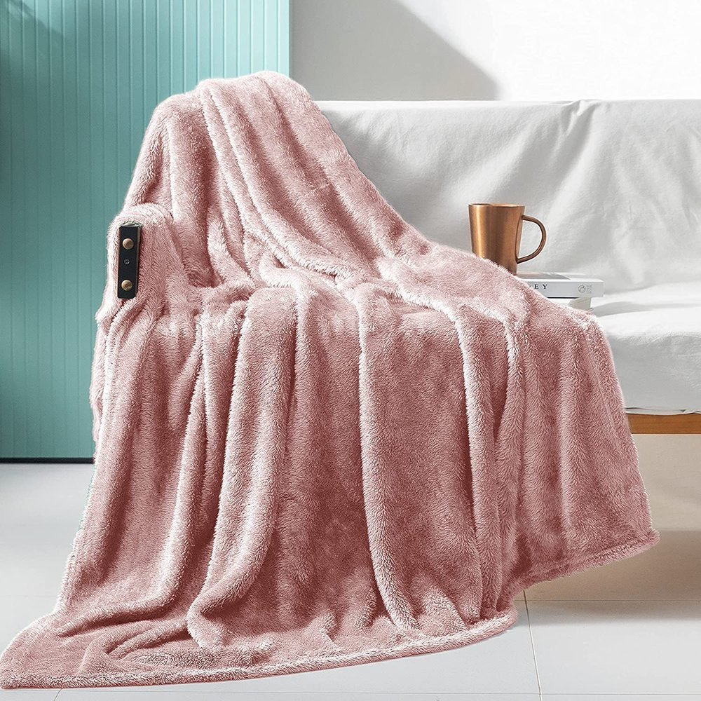 Exclusivo Mezcla Plush Fuzzy Large Fleece Throw Blanket ( 50" X 70", Black)- Soft, Warm& Lightweight