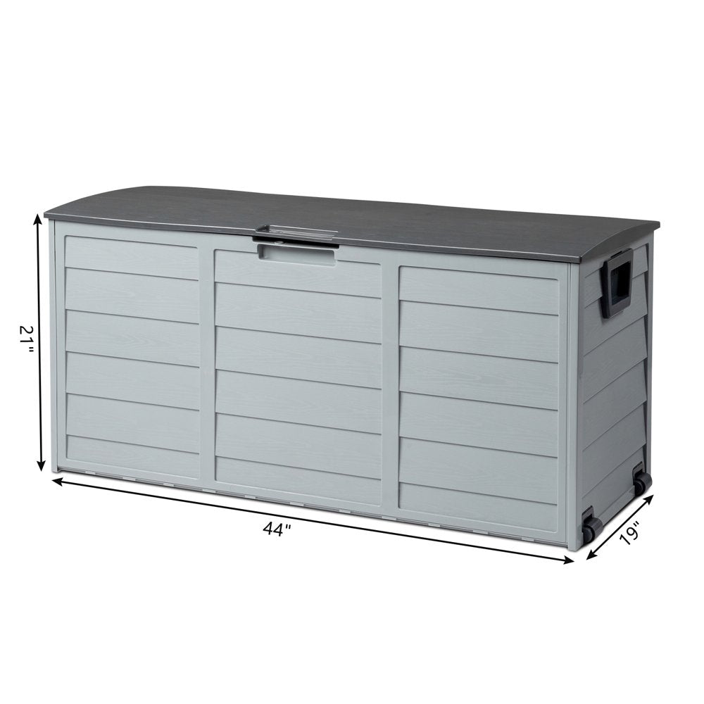 Ktaxon 75gal Outdoor Garden Plastic Storage Deck Box Chest Tools Black Grey