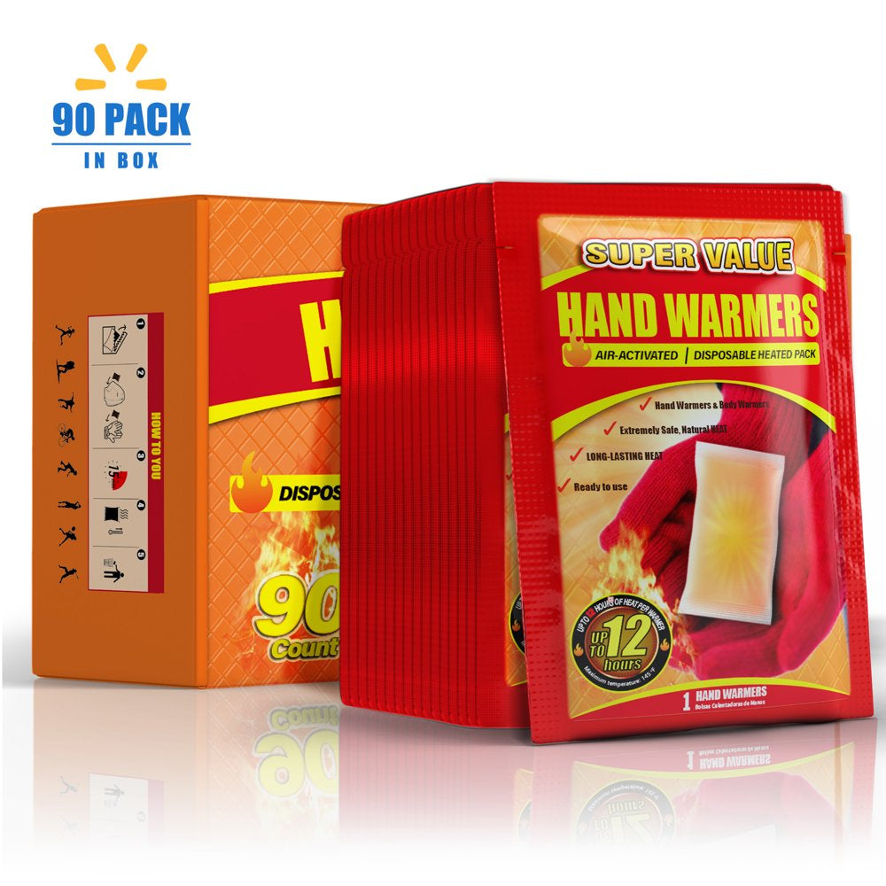 NFTIGB Hand Warmers Disposable 90 Pack Hot Body Warmers, Long Lasting Safe Air Activated Pocket Warmers, up to 12 Hours of Heat