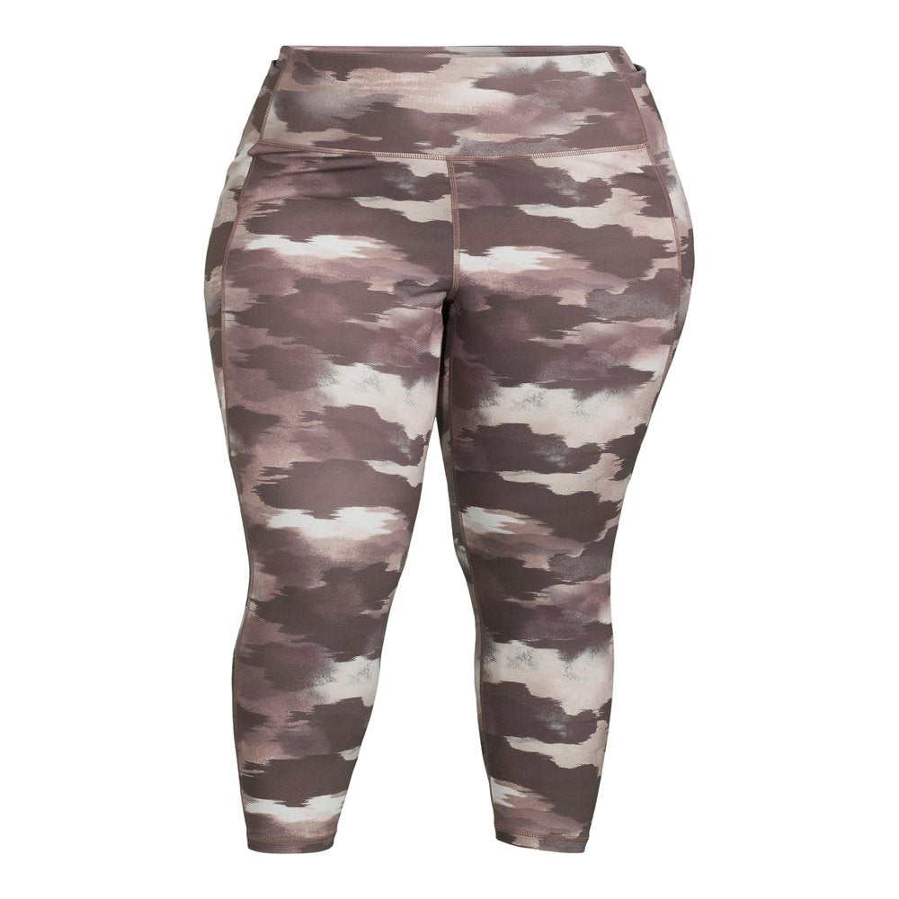 Reebok Women's Plus Size Getaway Printed 7/8 High Rise Leggings with Side Pockets, Sizes 1X-4X