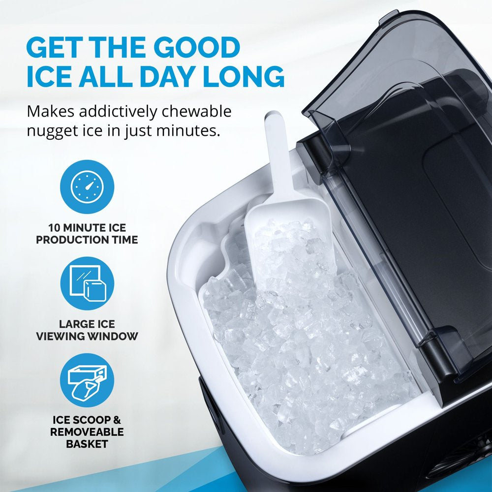 Newair 26 Lbs. Countertop Nugget Ice Maker | Compact Ice Machine | Matte Black