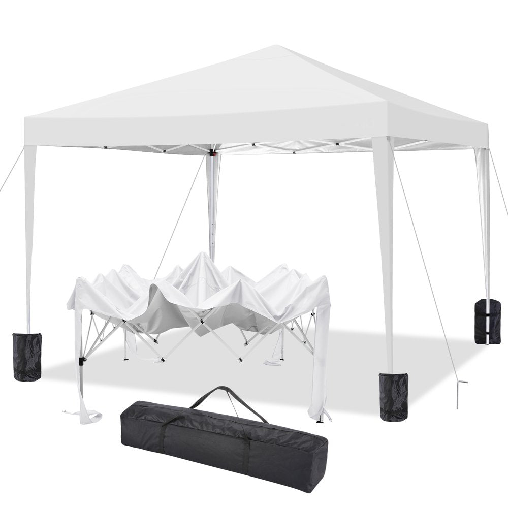 10'X10' EZ Pop up Canopy Tent Outdoor Party Instant Shelter Portable Folding Beach Canopy with 4 Sandbag & Carrying Bag, Black