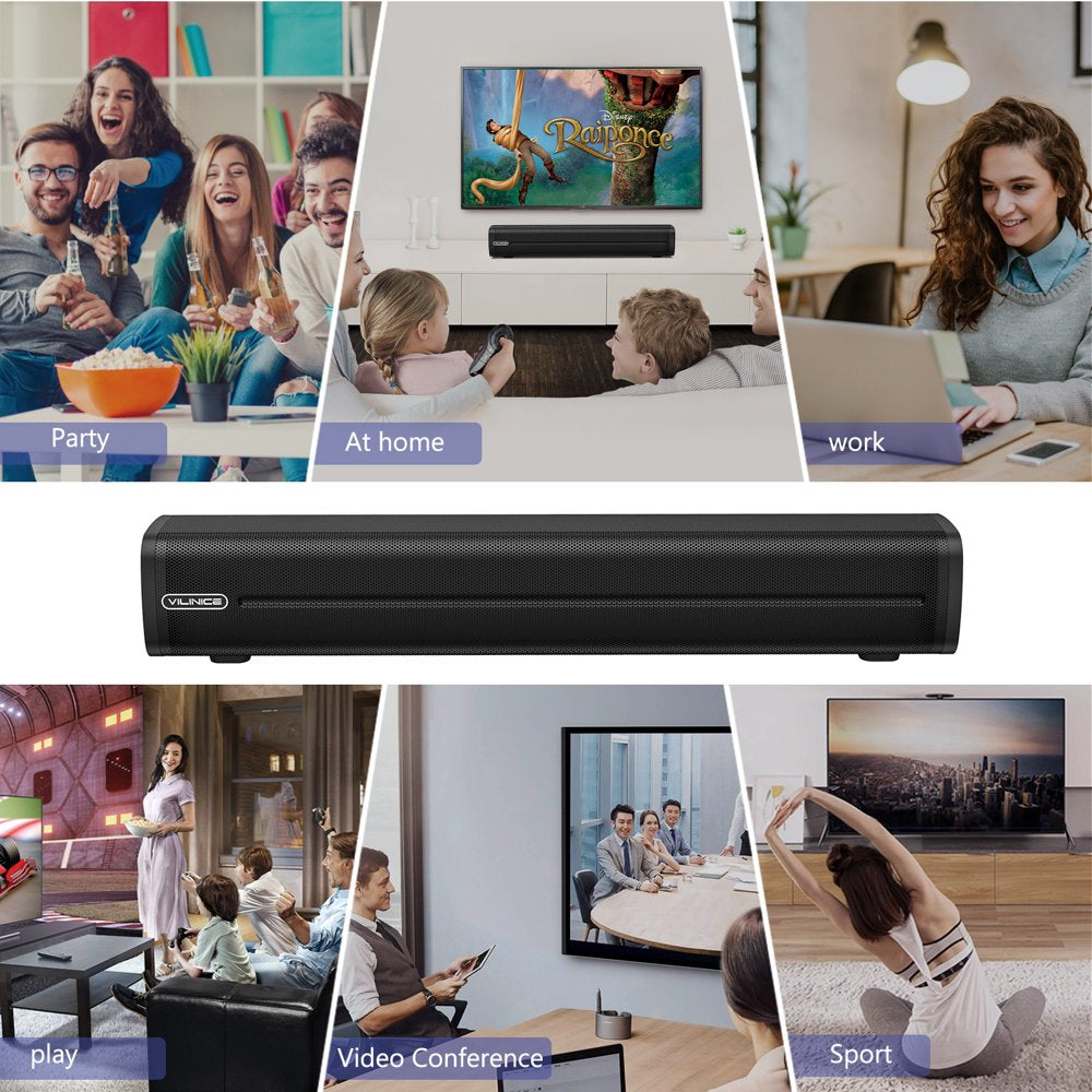  TV Soundbar, 16 inch Sound Bar with Subwoofer, Wired & Wireless Bluetooth 5.0 Audio Soundbar, TV Speaker with 3 Mode, Optical/Aux/RCA Connection, Remote Control Home Theater, Gaming