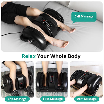 Binecer Shiatsu Foot Massager, Foot Massager Machine with Heat and Pressure, 4 Modes & Intensities, Remote Control, Kneading, Rolling, Scraping for Calf, Legs, Arms, Christmas Gifts