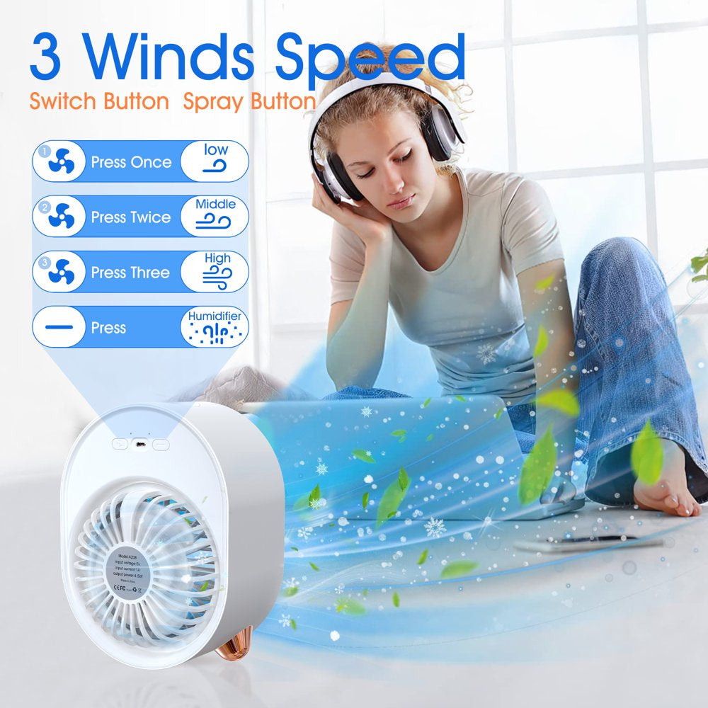 Ifanze Portable Air Conditioners, Rechargeable Personal Mini Air Conditioner Fan with Humidifier, Mini Evaporative Air Cooler for Room Bedroom Office Desk