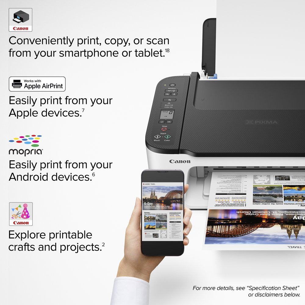 Canon PIXMA TS3522 All-in-One Wireless Color Inkjet Printer with Print, Copy and Scan Features